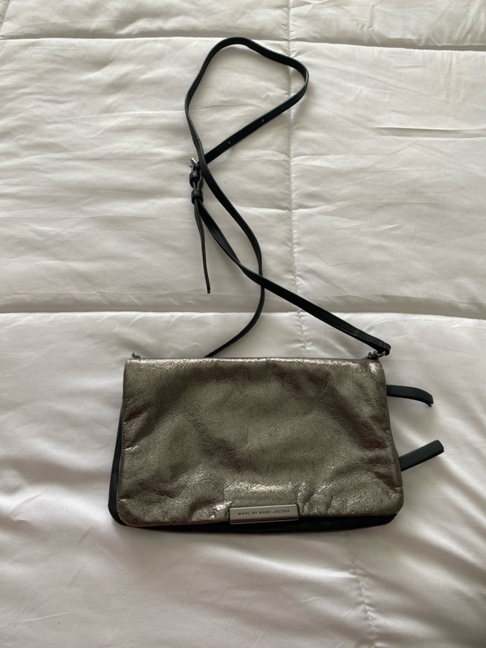 Marc by Marc Jacobs Metallic Silver and Black Crossbody